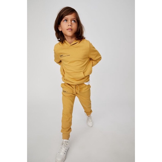 Bộ Nỉ Hoodie Bé Trai Túi Trước Basic Vàng CottonOn(bán lẻ áo lẻ quần)