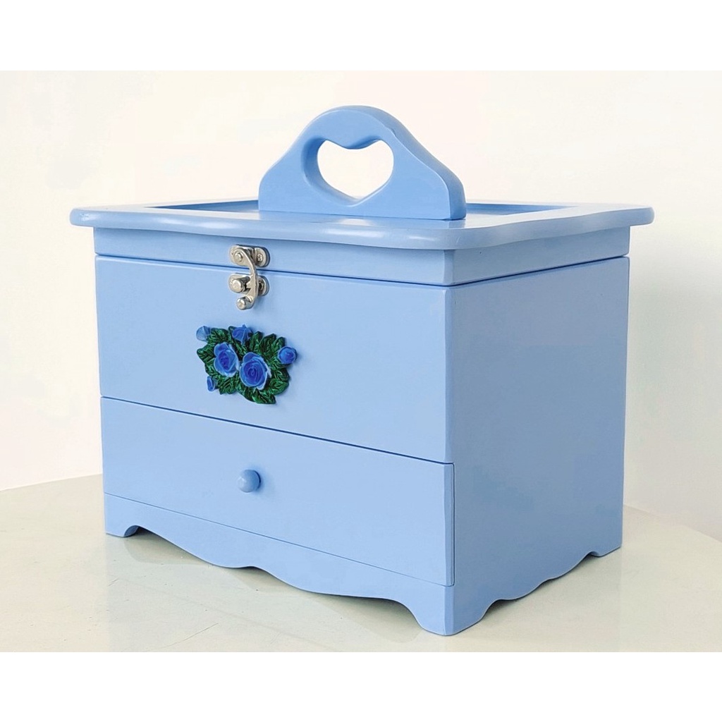Hộp Nữ Trang Gỗ Nhiều Màu Có Gương Có Khóa Loại Lớn 28.5x21 cm - Hàng VN Xuất Khẩu