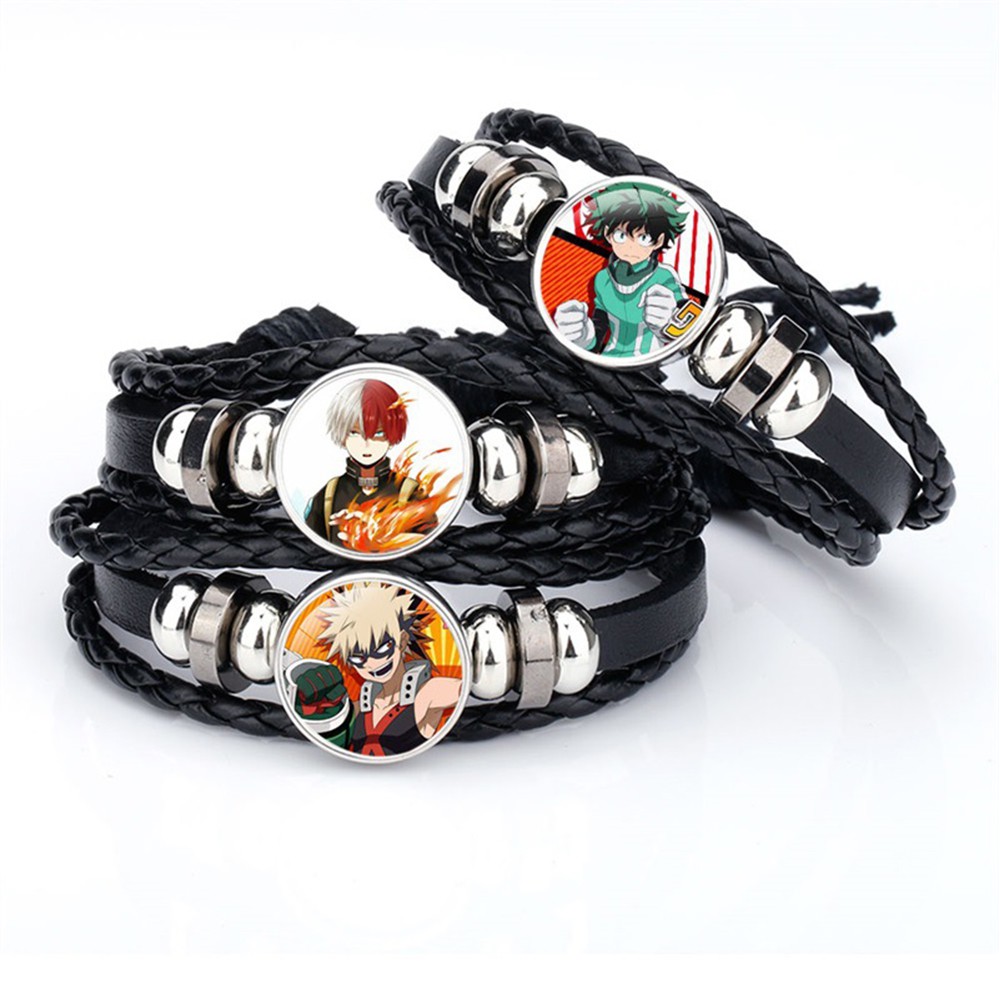 BARRY Children Boku No Hero Academia Bracelets Men Wristband Bangles My Hero Academia Bracelets Charms Punk Multilayer Anime Jewelry Time|Cosplay Leather Bracelet