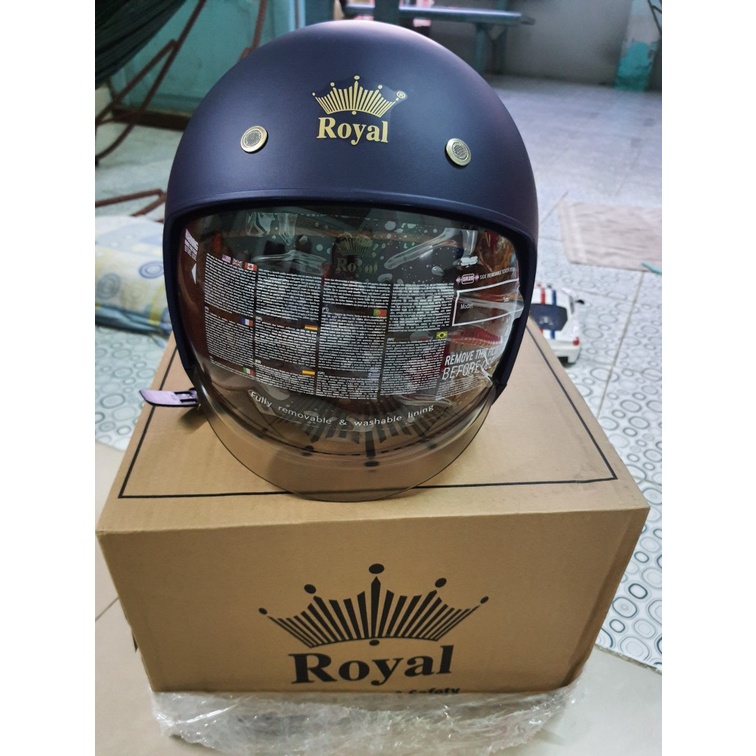 Mũ Bảo Hiểm 3/4 Royal M139 kính âm màu xanh than nhám bảo hành 12 tháng, Thế Giới Mũ