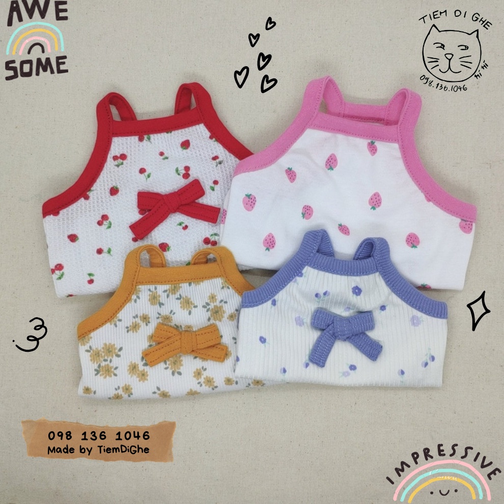 Áo Thun Ba Lỗ Chó Mèo 06 – Áo dây Họa tiết Hoa Mùa Hè