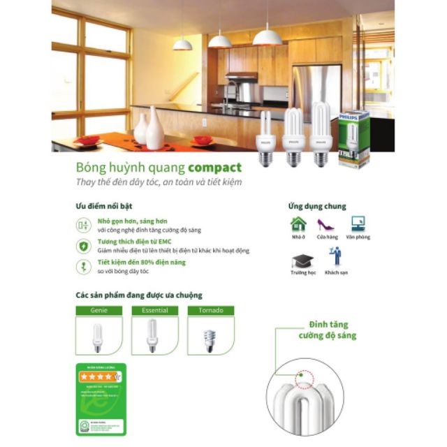 Đèn Compact Philips Tornado 24W CDL E27 ( Ánh sáng Trắng + Vàng )