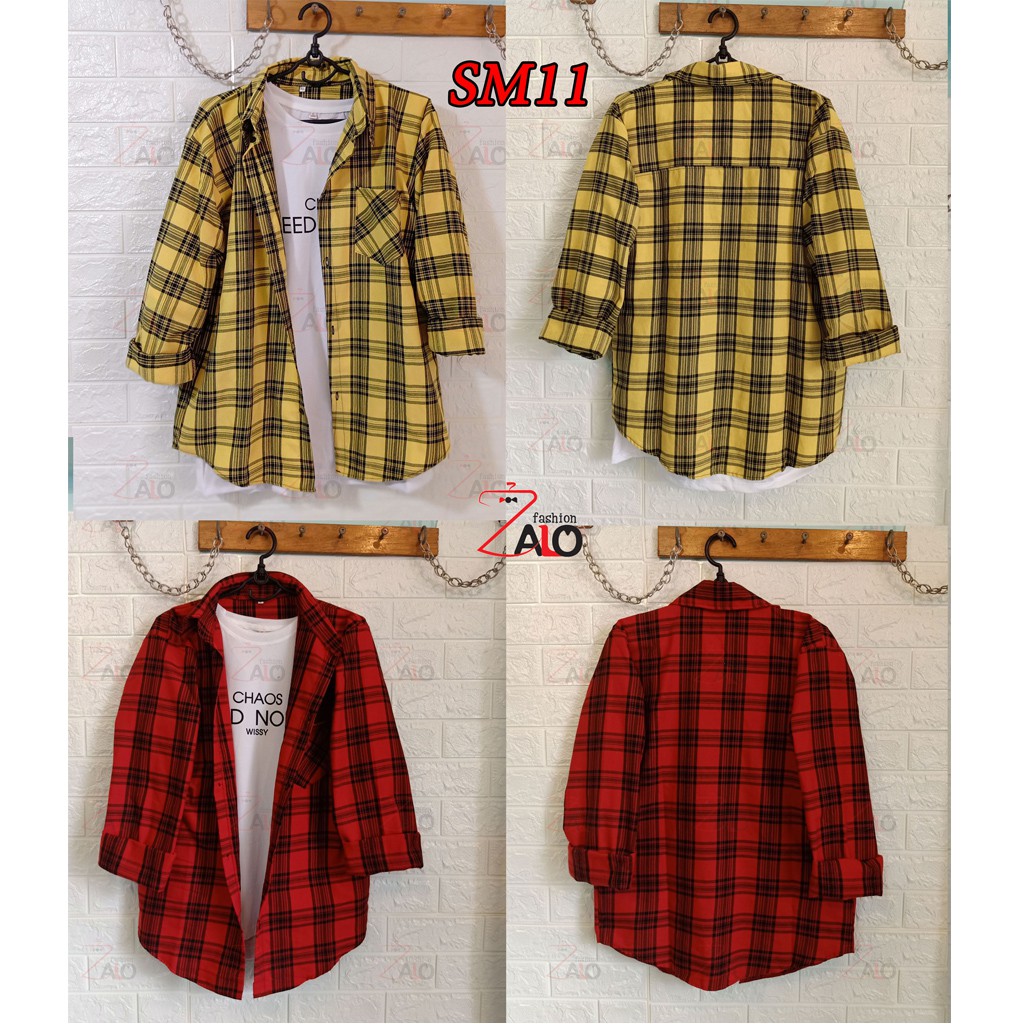 Áo Khoác Sơ Mi Flannel Sơ Mi Caro Nam Nữ Form Rộng Cá Tính Unisex