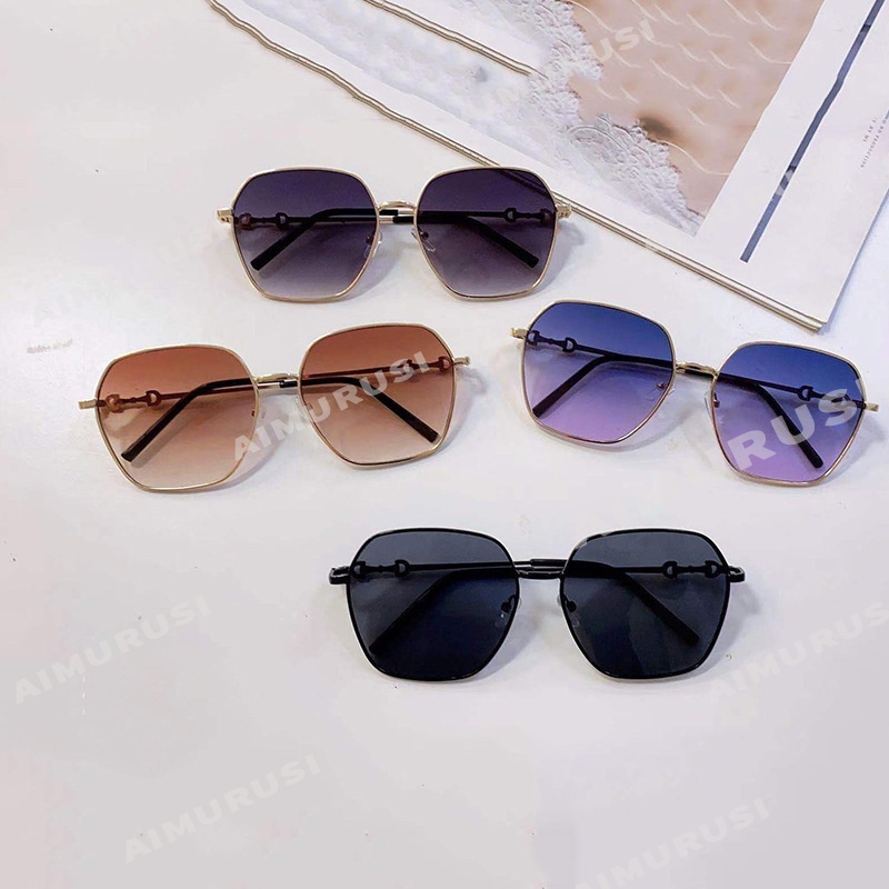 Kính mát thời trang khung kim loại màu gradient phong cách Hàn Quốc