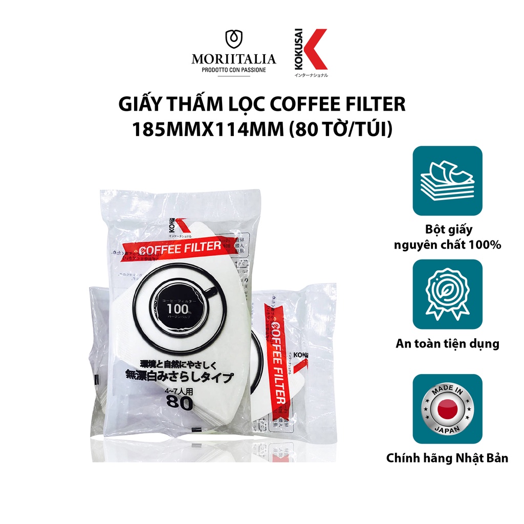 Giấy thấm lọc Kokusai Coffee Filter chính hãng Moriitalia GTL000900105