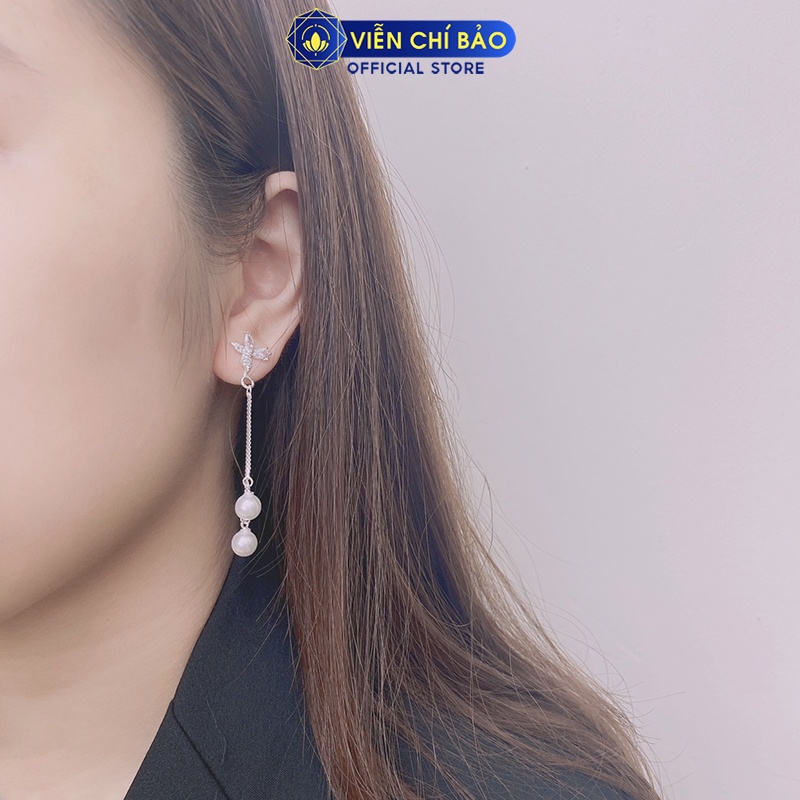 Bông tai bạc nữ Hoa Anh Đào chất liệu bạc 925 thời trang phụ kiện trang sức nữ Viễn Chí Bảo B400493