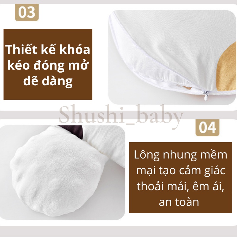 Gối Ôm Cho Bé Chữ U Chống Giật Mình, Chống Méo Đầu Cho Bé Khi Nằm Hình Bò Sữa