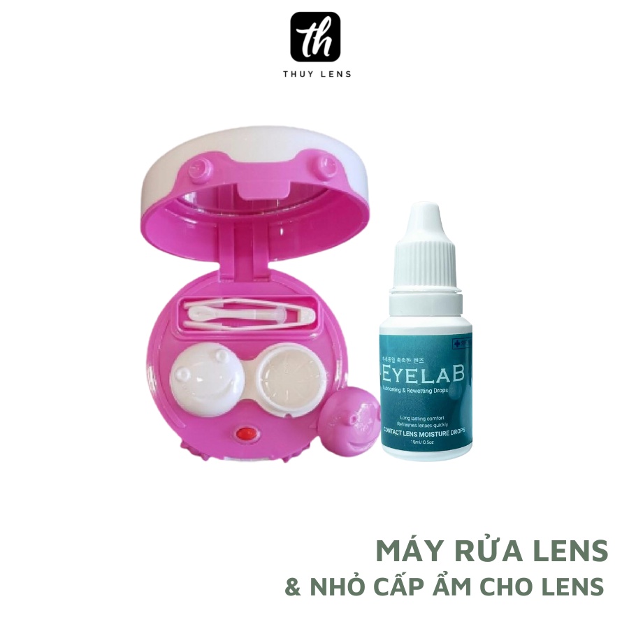 Combo máy rửa lens và nhỏ cấp ẩm cho kính áp tròng Thúy Lens