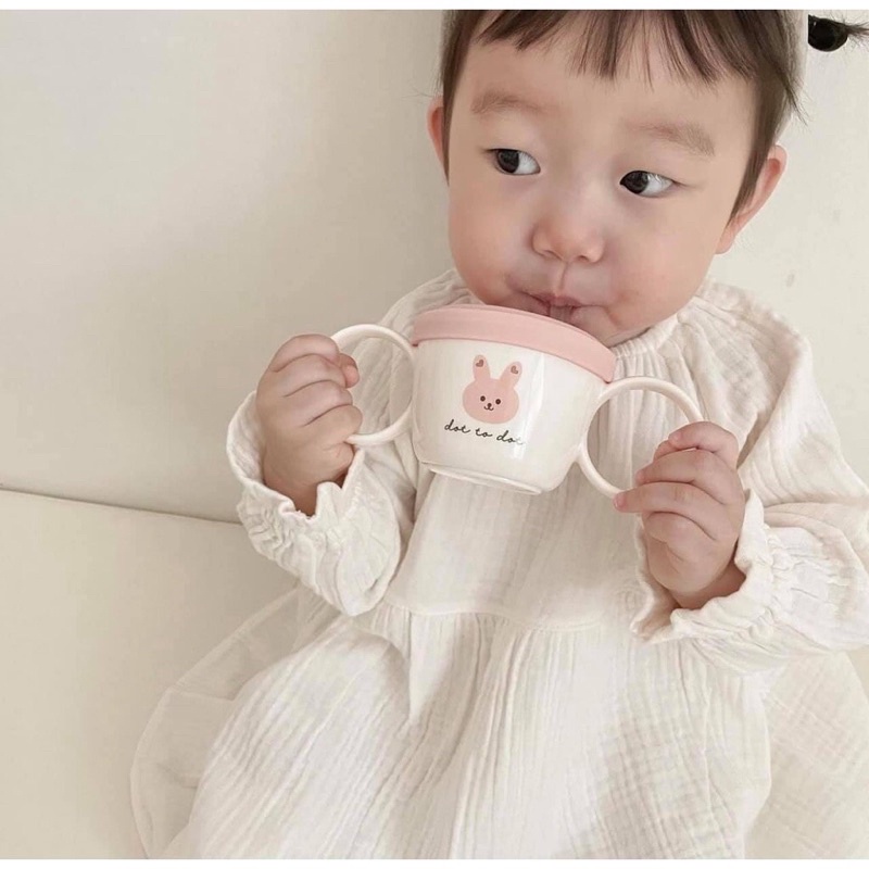 Cốc tay cầm hút và ăn snack Dottodot cho bé Made in Korea