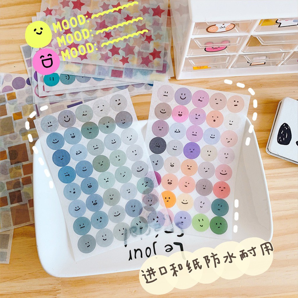 Set 6 hình dán sticker biểu tượng cảm súc Hàn Quốc trang trí số tay tự làm đơn giản sáng tạo A-22