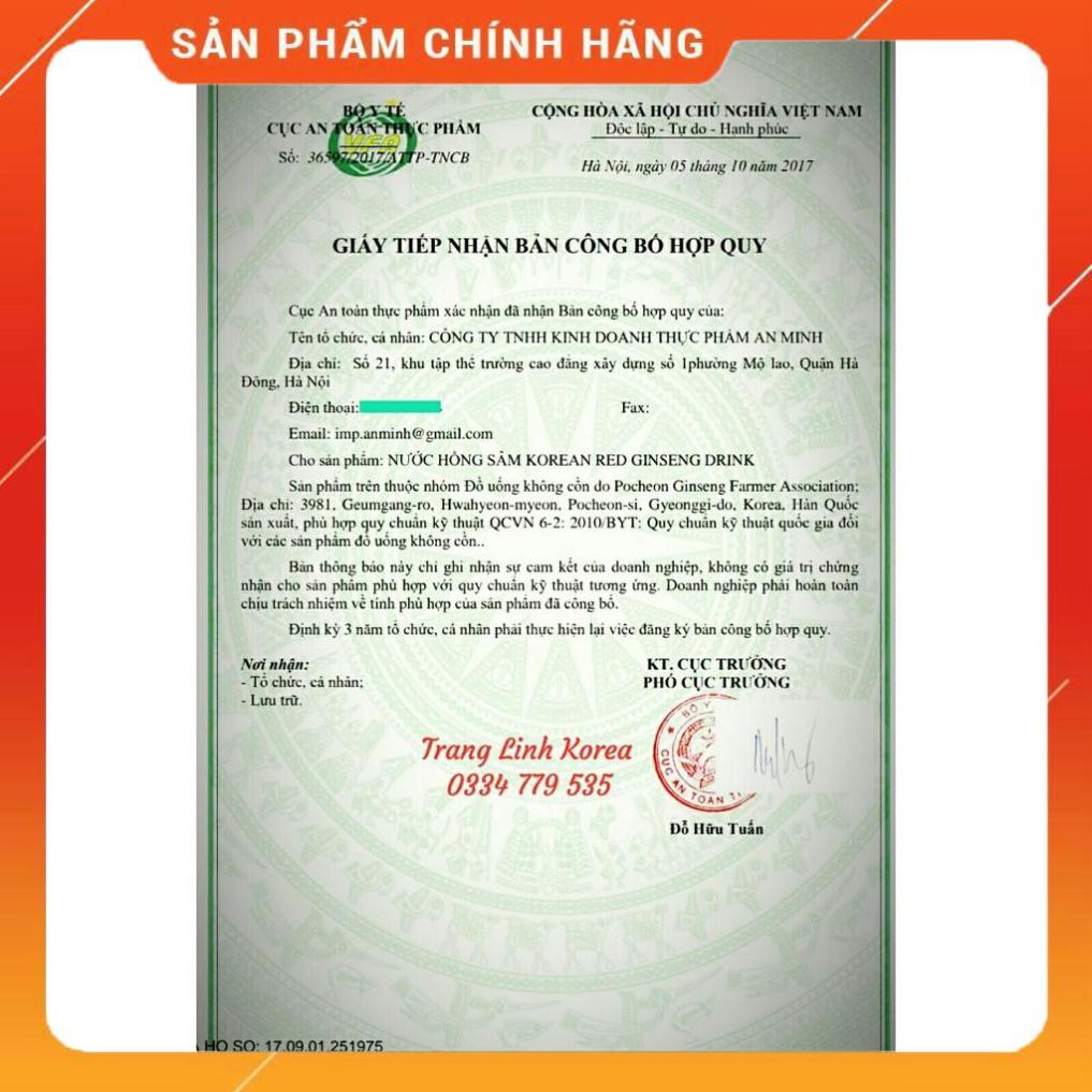Nước Uống Hồng Sâm Lon Hàn Quốc, Hộp 30 lon x 175ml