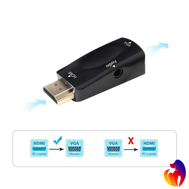 Bộ chuyển đổi 1080P HDMI sang VGA + jack âm thanh 3.5mm cho PC Laptop