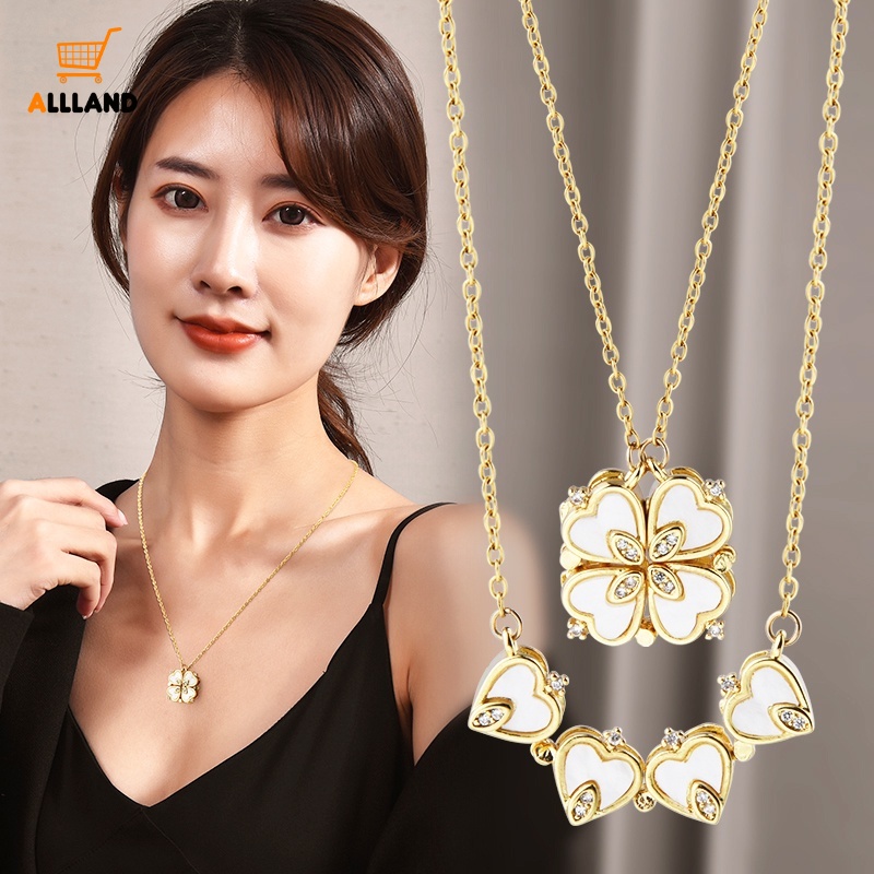 Vòng cổ Mặt Cỏ Ba Lá Đính Đá Zircon 3 Màu Thời Trang