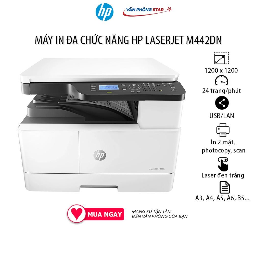 [FREESHIP] Máy in đa chức năng HP Laserjet 442DN copy, in, scan, tốc độ 24 trang/phút chính hãng tại VANPHONGSTAR