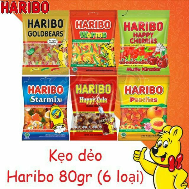 Kẹo dẻo Haribo Goldbears hình trái cây gói 80g (đủ vị best seller)
