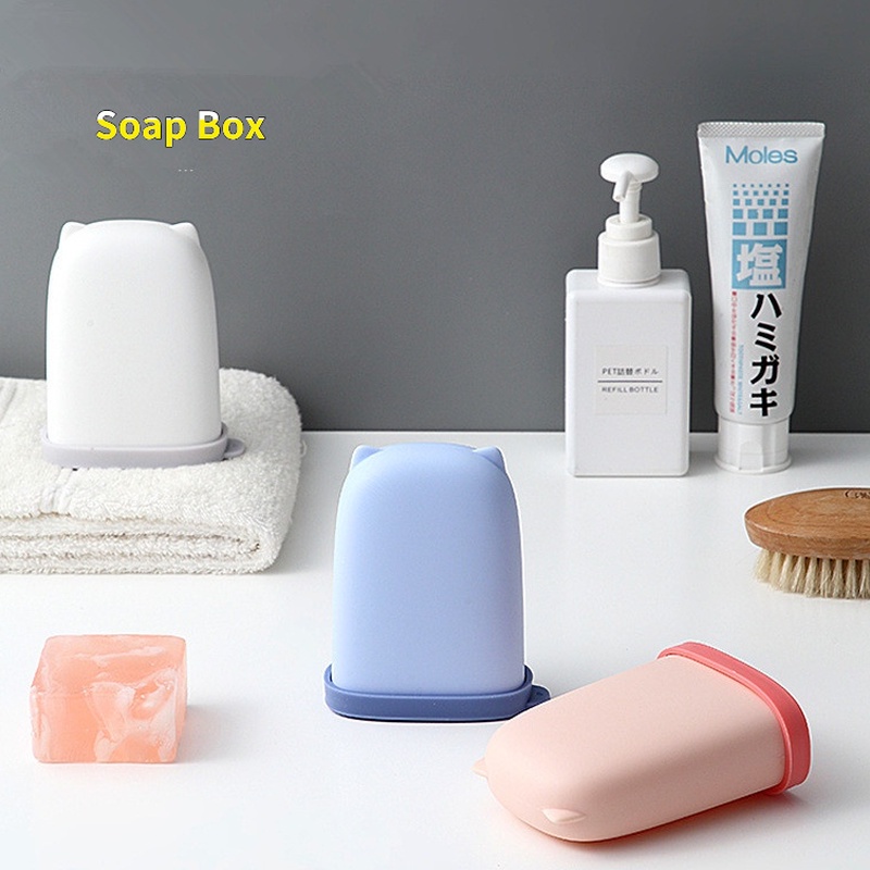 Hộp Đựng Xà Phòng Bằng Silicon Họa Tiết Hoạt Hình Dễ Thương Chống Thấm Nước Tiện Dụng Mang Theo Du Lịch / Cắm Trại