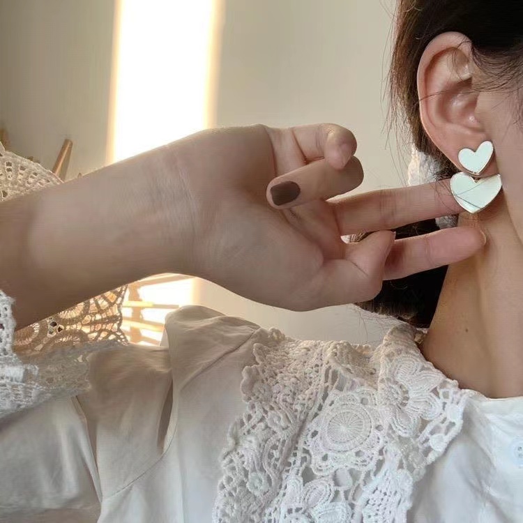 iF YOU Đôi Bông Tai Hình Giọt Nước Màu Trắng Thanh Lịch Dành Cho Nữ