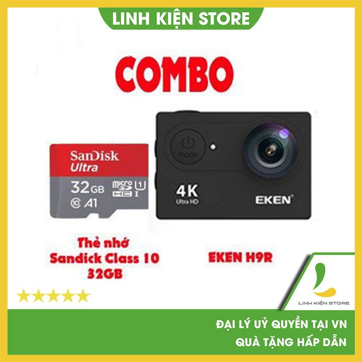 Combo Camera Hành Trình EKEN H9R ver 8.1 Và Thẻ Nhớ SD ULTRA A1 CLASS 10 16GB