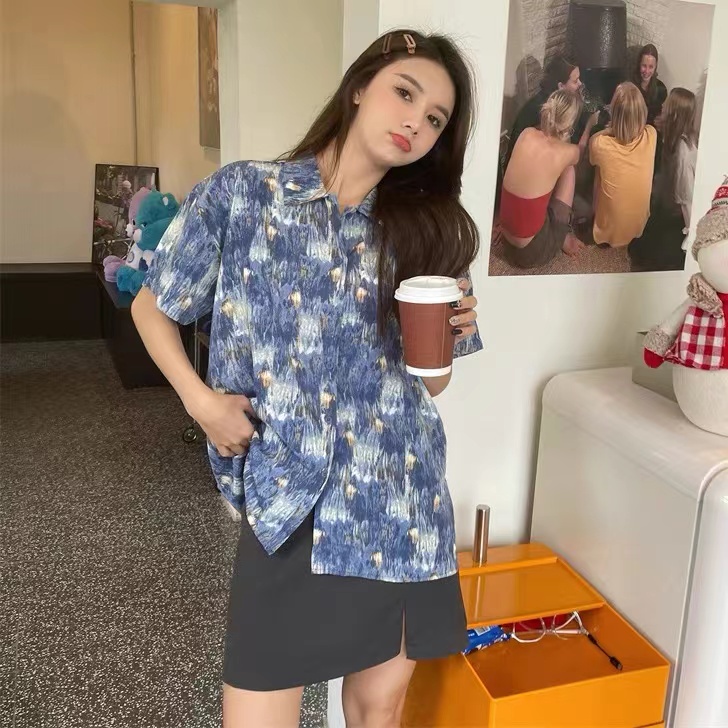 SUXI Áo Sơ Mi Tay Ngắn Dáng Rộng Thiết Kế Đơn Giản Thời Trang Mùa Hè Cho Nữ