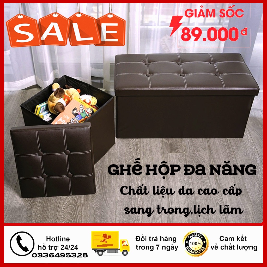 Ghế da đa năng cao cấp, ghế đựng đồi 5 in 1 - chất liệu khung gỗ nhân tạo made in Việt Nam