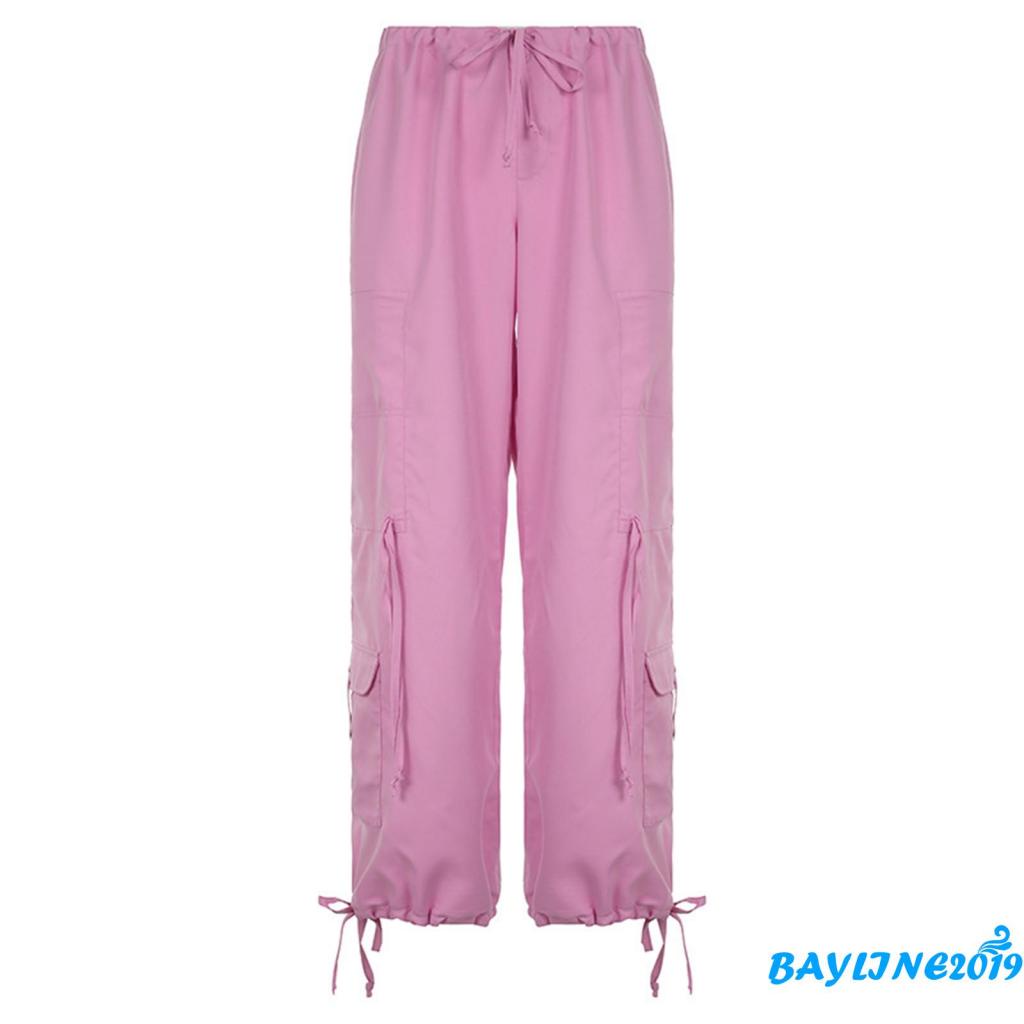 Quần Dài Dây Rút Màu Trơn Tùy Chỉnh Phối Túi Thời Trang Cho Nữ