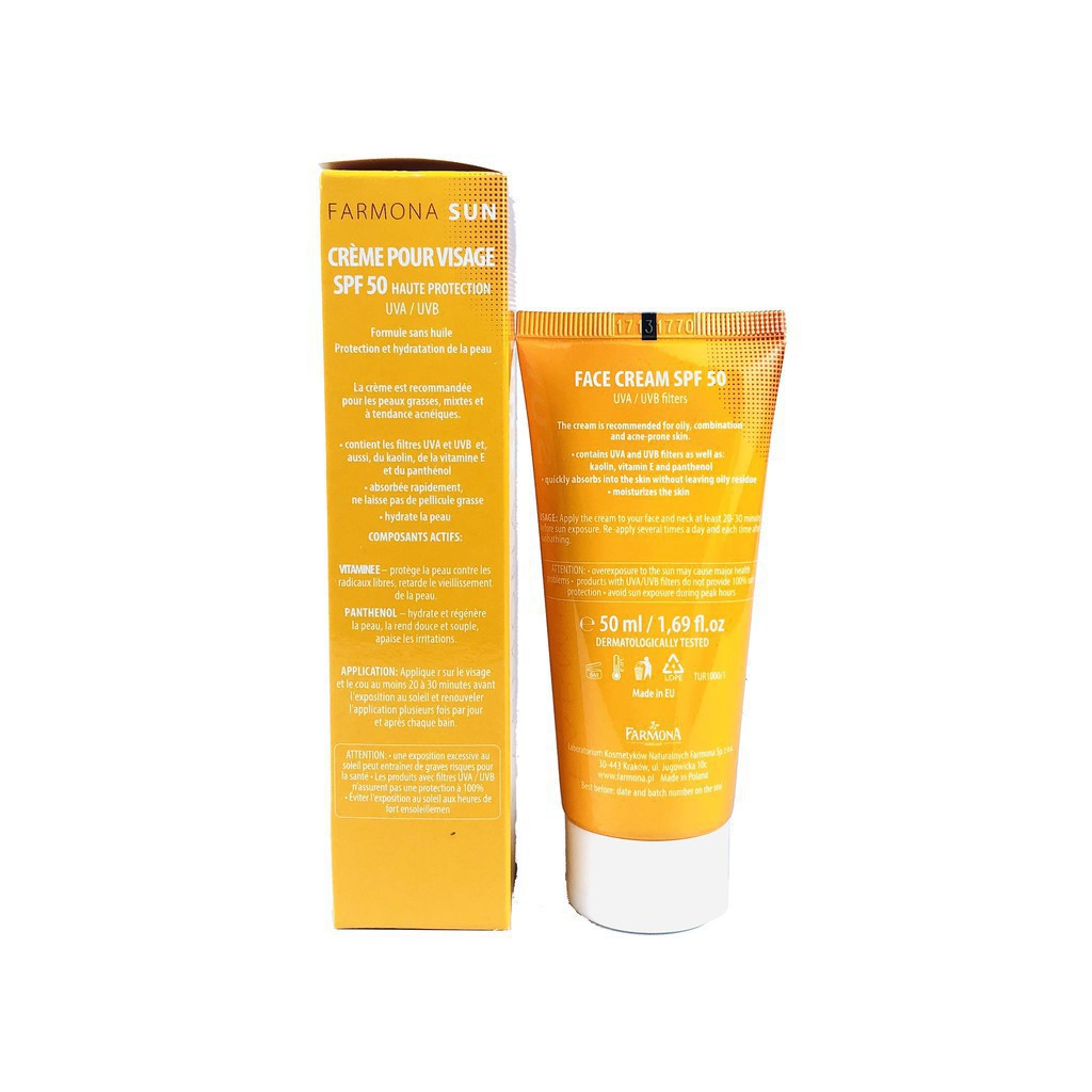 Kem Chống Nắng Kiềm Dầu Farmona Sun Face Cream SPF50 Oil Free - Nội Địa BaLan 50ml - Ziaja Pharmacy châu shop