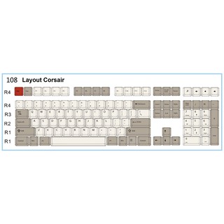 Keycap Set PBT Retro Gray-Beige nút bàn phím cơ