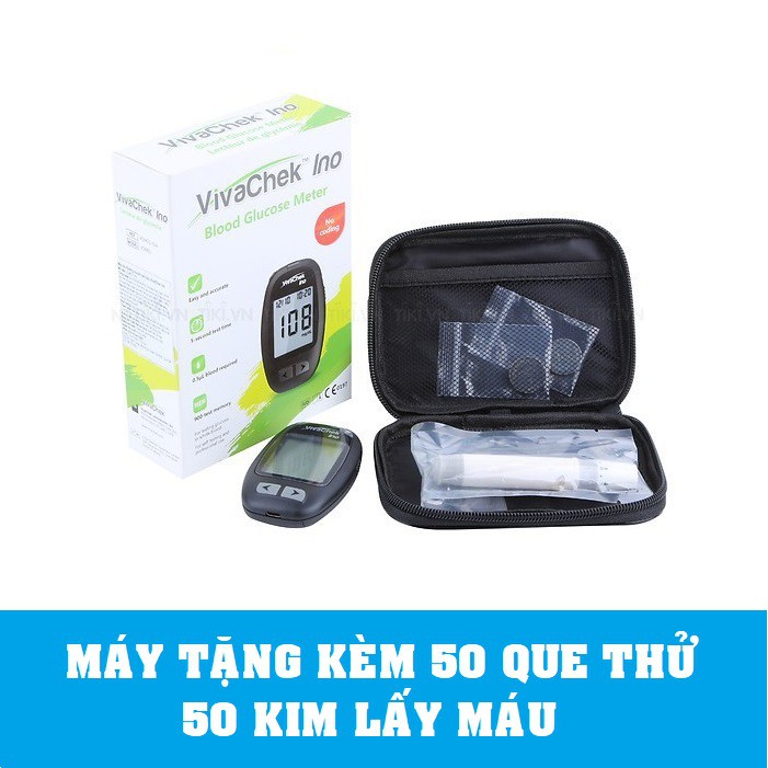 Máy đo đường huyết VivaChek Ino tặng kèm 50 que thử 50 kim