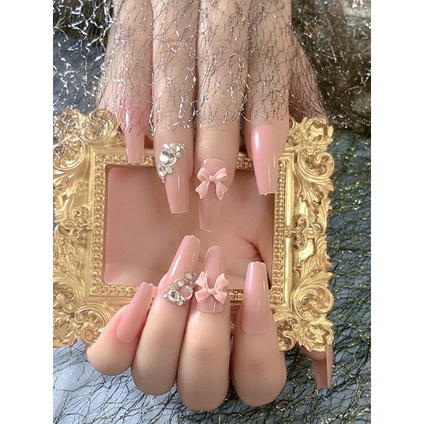 Móng tay giả dài,nailbox thiết kế,bộ 24 móng úp tay giả kèm keo