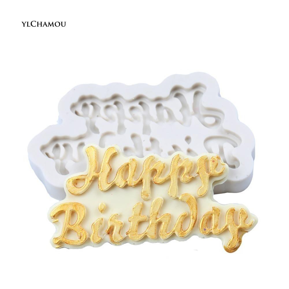 Khuôn silicone làm bánh - socola hình dòng chữ " happy birthday " 3D tiện lợi