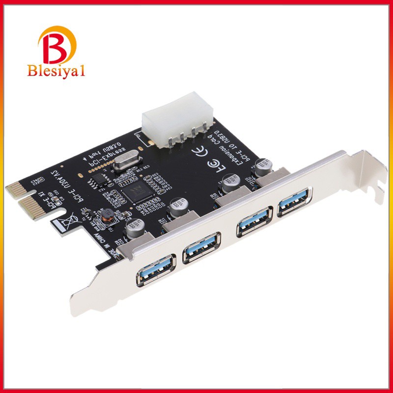 [BLESIYA1] PCI-E USB 3.0 Hub Adapter Expansion Card 4 USB Port w/4PIN Power Supply Port