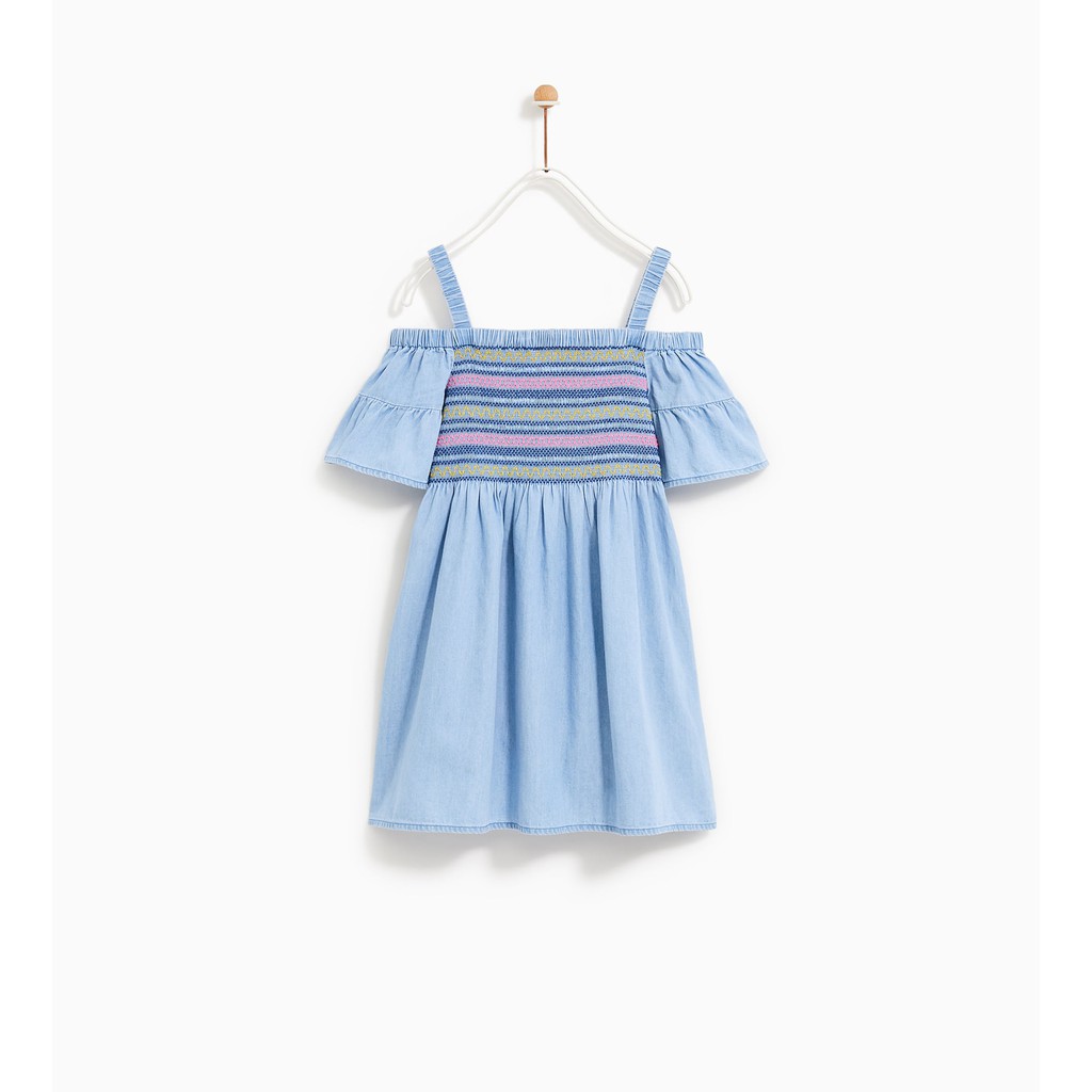 Đầm jean hở vai Zara cho bé gái 5-10T D216
