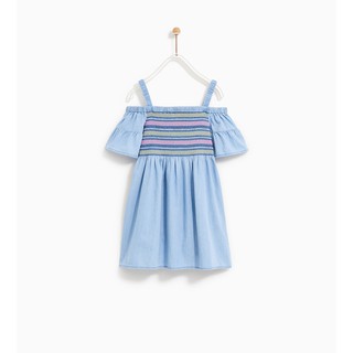 Đầm jean hở vai zara cho bé gái 5-10t d216