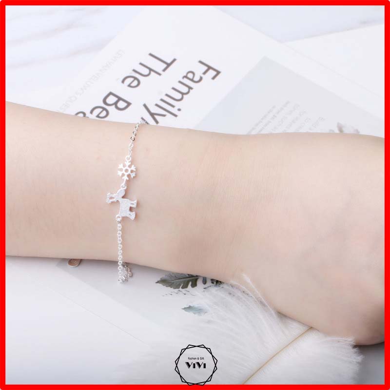Vòng tay bạc 925 bông tuyết và tuần lộc Christmas – lắc tay bạc ViVi_Gift