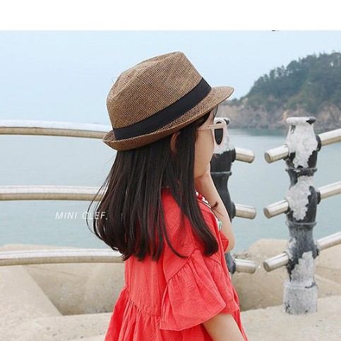 Mũ phớt phong cách Anh cho bé trai- bé gái, nón phớt cói cho bé yêu