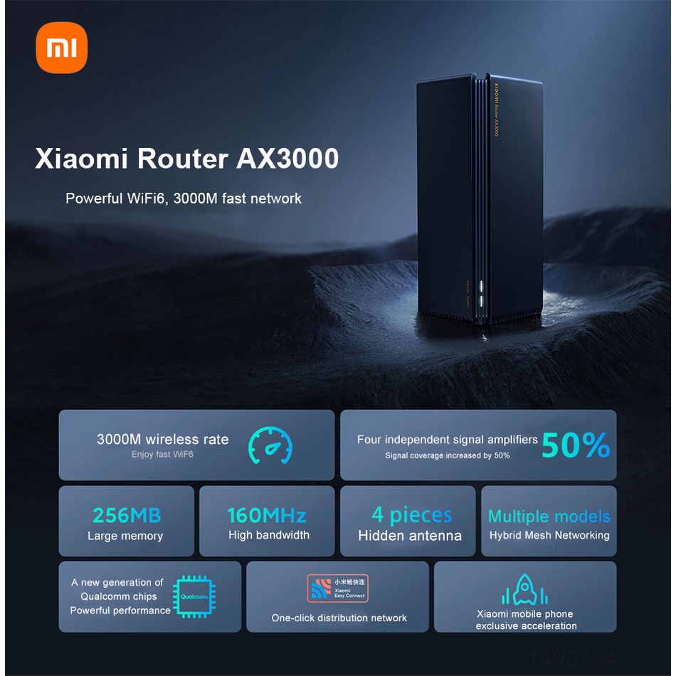 [Bản Quốc Tế]Bộ phát Wifi 6 Mesh Router Gigabit Xiaomi AX3000 RA82 - Chịu tải 128 thiết bị