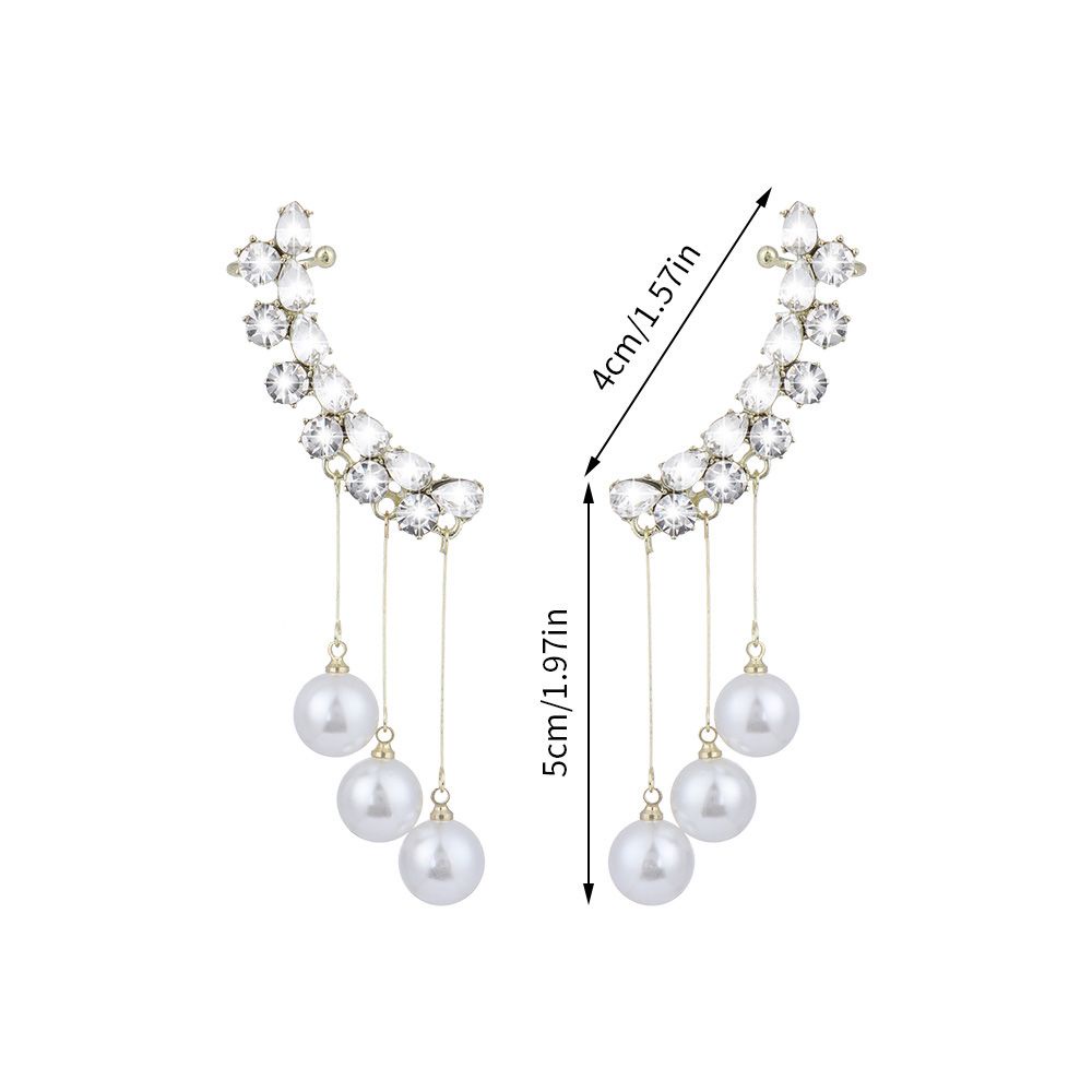 Khuyên Tai Tua Rua Đính Đá Zircon Ngọc Trai Thanh Lịch Thời Trang Cho Nữ Dự Tiệc