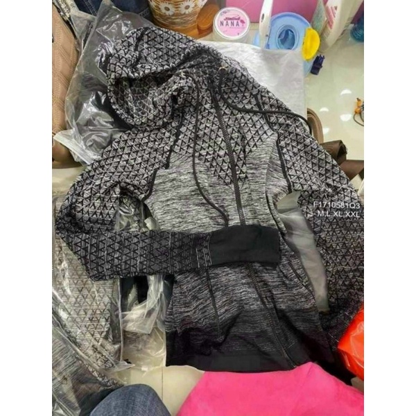 Áo khoác tập Gym Navy có nón kéo khóa tay dài xỏ ngón 1710