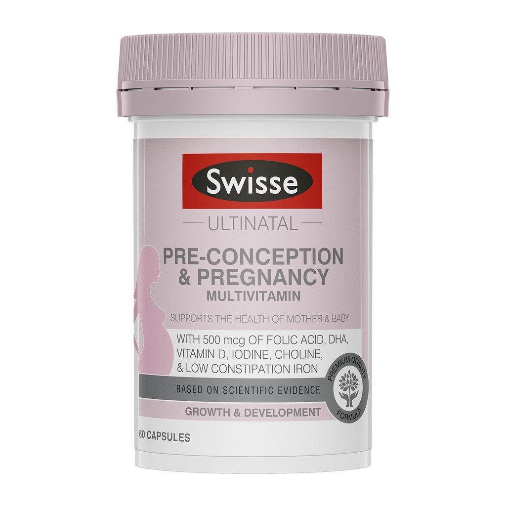 Viên uống vitamin tổng hợp cho phụ nữ trước và khi mang thai Swisse Ultinatal Pre Conception & Pregnancy 60 capsules