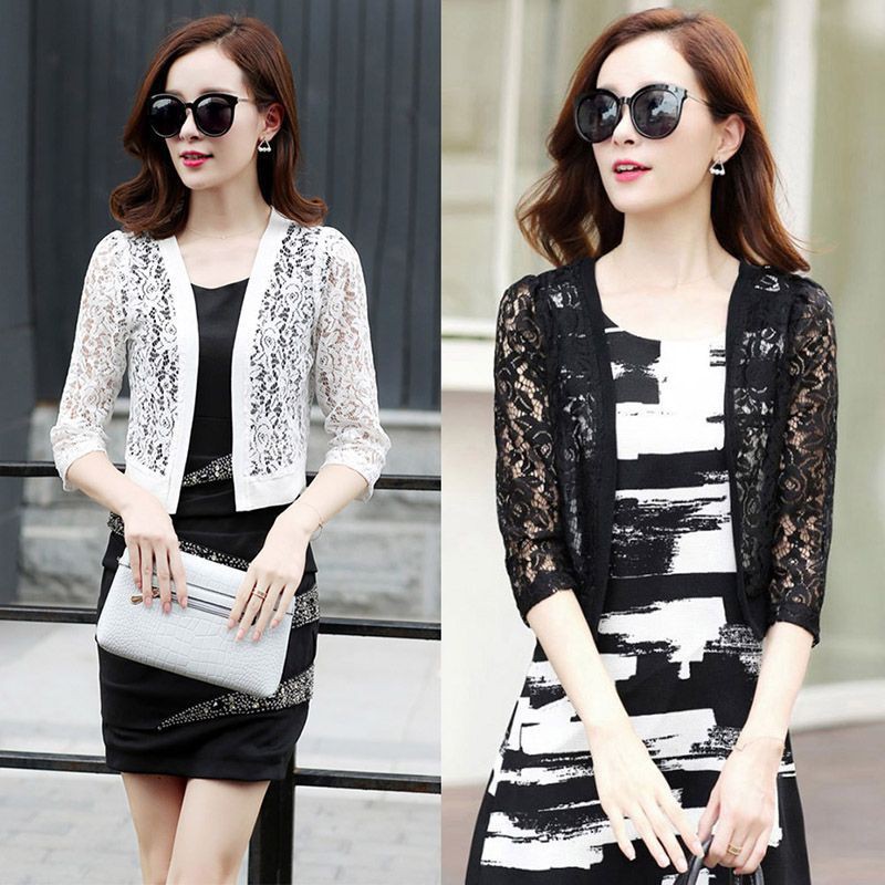 Áo khoác ngắn ren hoa thời trang nữ tính | BigBuy360 - bigbuy360.vn