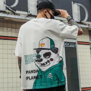 Phiên Bản Hàn Quốc Rời Nửa Tay Áo Thun In Hình Gấu Trúc Phong Cách Preppy Chính Hãng Hàn Quốc Hàng Đầu Mỏng Hơn Nhìn Plus Kích Thước Áo Thun Cặp Đôi Mặc Bạn Gái Mặc Tất Cả Trận Đấu Thường Ngày Haraju