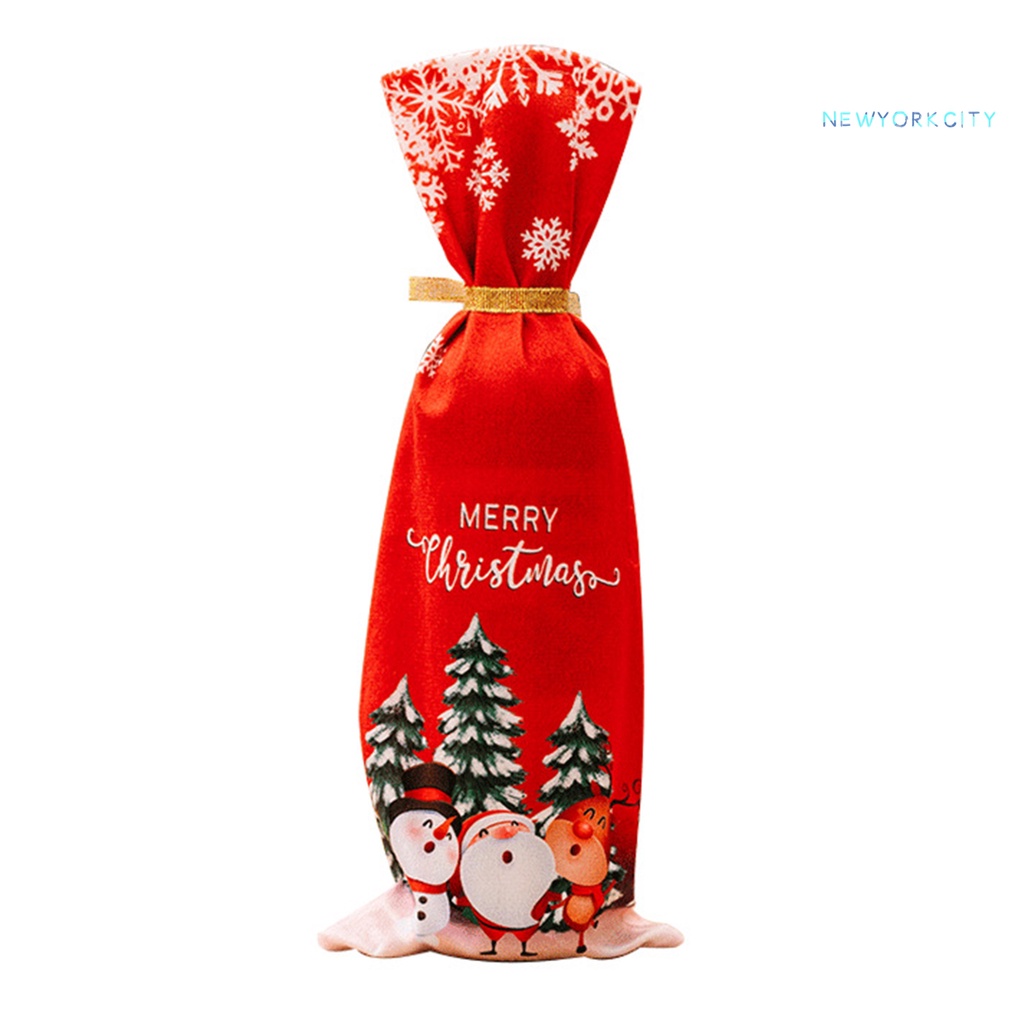 Ny-túi Bọc Chai Rượu Vang Bằng Vải Chống Rách Chủ Đề Giáng Sinh Màu Đỏ Rượu Vang