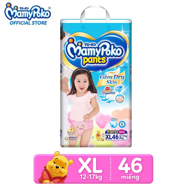 Tã quần cao cấp Super Jumbo Mamypoko Bé Gái M64/L52/XL46/XXL38