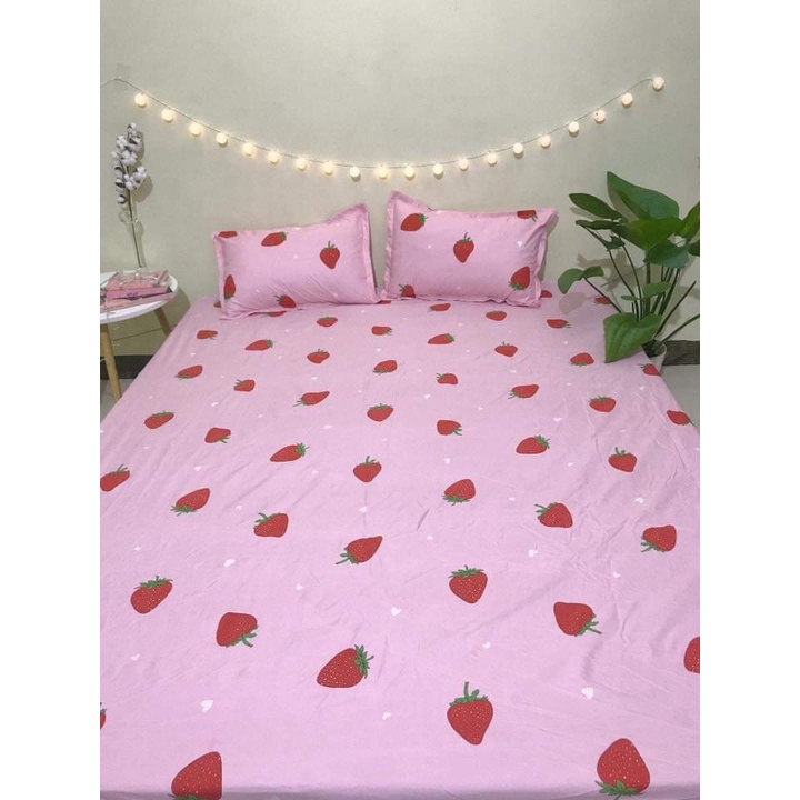Bộ ga gối,ga trải giường 1m6/1m8 gồm 1ga 2 vỏ gối mẫu cành hoa cúc xanh và các mẫu hoạt hình đáng yêu Bà Béo  Kho chăn g