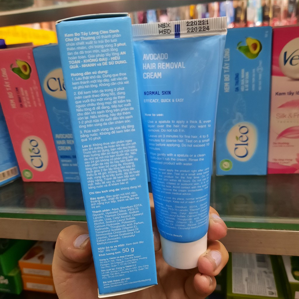 Kem Tẩy Lông Cho Da Thường, Da ngạy cảm Cleo Avocado Hair Removal Cream Normal Skin 50g