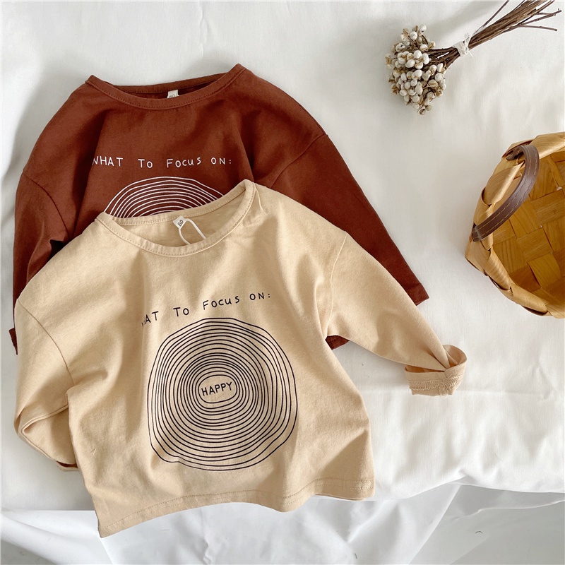 Áo thun tay dài in hình xoáy tròn Hàn Quốc cho bé gái bé trai size 80-120