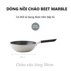 Chảo chống dính -  Chảo Beet Marble sâu lòng 30cm (nắp kính) Nhôm phủ lớp chống dính đá Hoa Cương