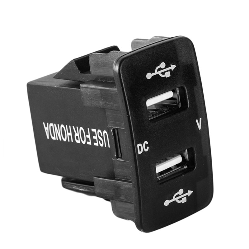 Củ sạc trên ô tô 2 cổng USB DC 12V 24V tích hợp vôn kế cho Honda