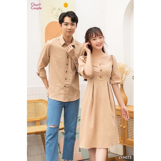 Váy sơmi đôi màu beige dịu dàng