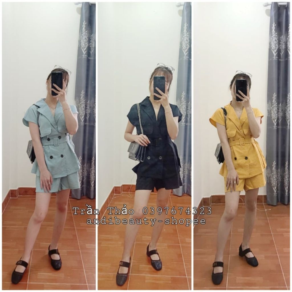 Sét Bộ Vest Đùi Nữ🍓FREESHIP🍓 Đồ Bộ Cao Cấp Thời Trang Vải Đũi Xịn Siêu Hot